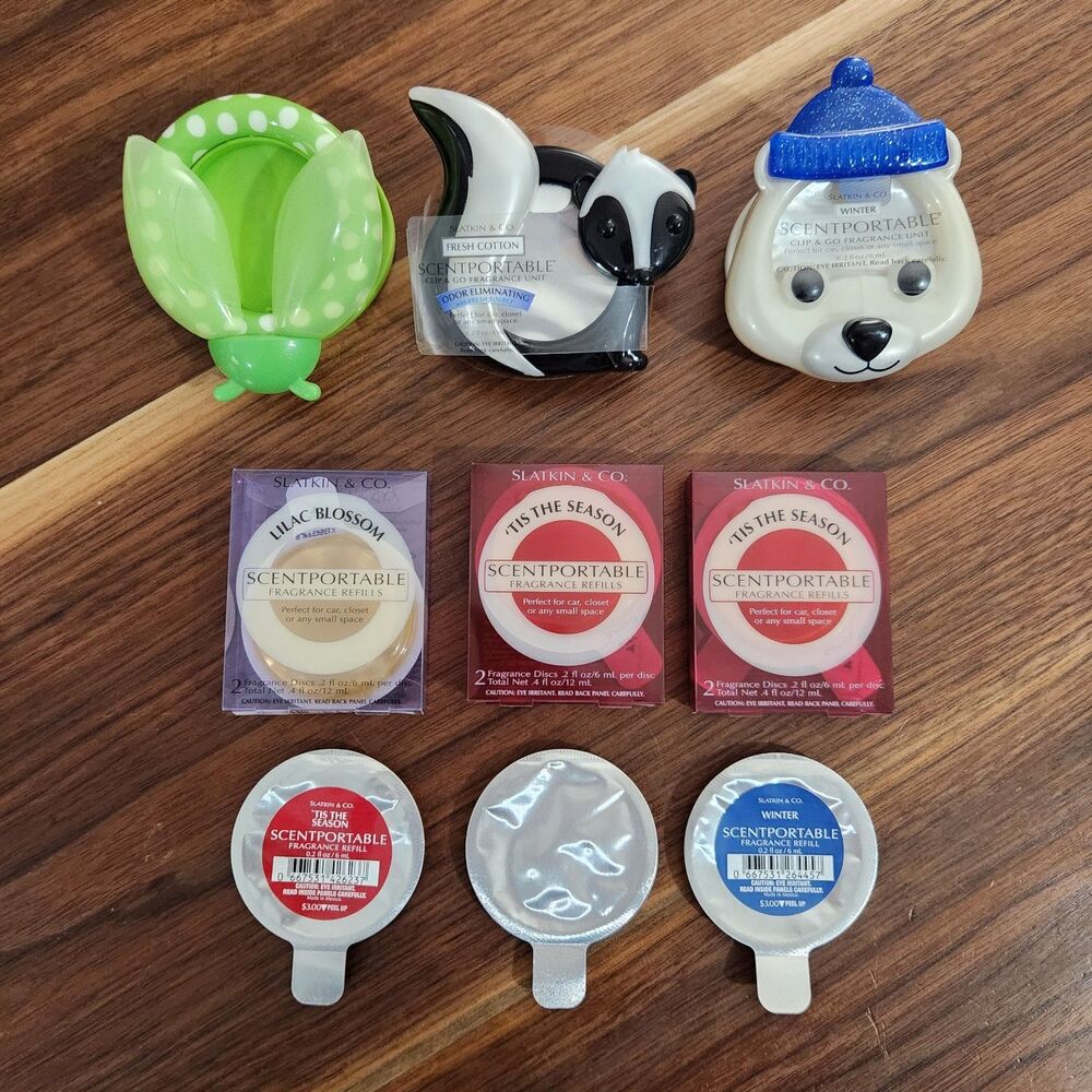 Bath & Body Works Scentportable Car Freshener Visor Clips & Refills Large Lot